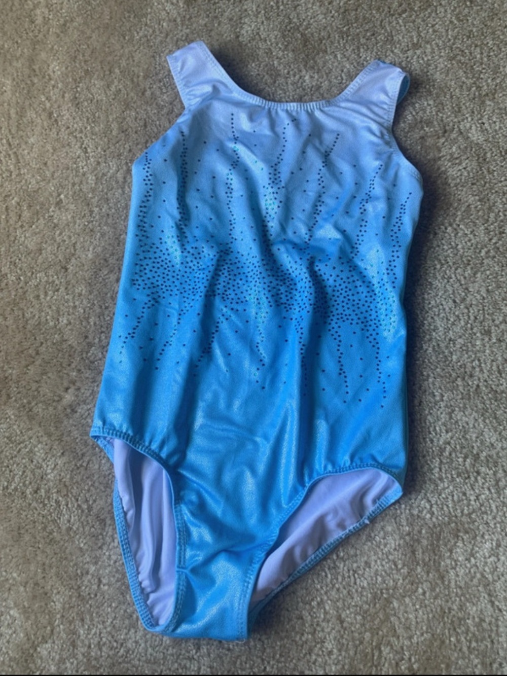 Girls Gymnastics Leotard Size 8 Blue Hombre with Rhinestones - Picture 1 of 2